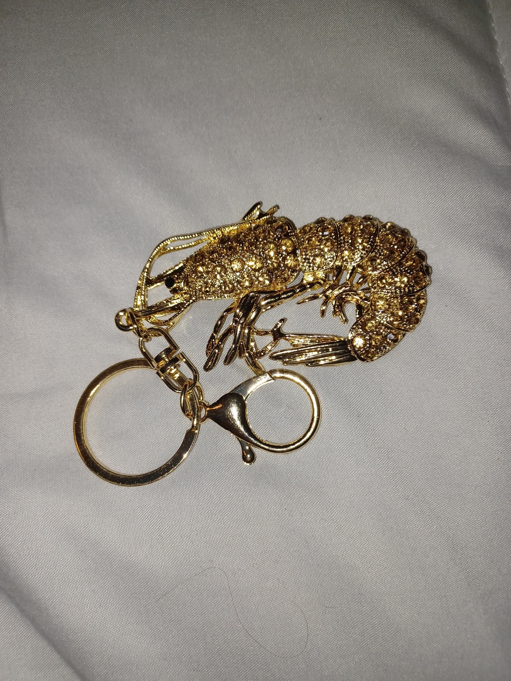 Gold Shrimp Keychain Charm - Women Accessories